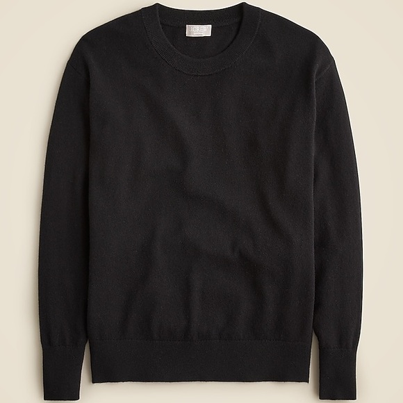 J Crew NWT 100% Cashmere Oversized Relaxed Fit Crewneck Sweater Size XL Black - Picture 1 of 12